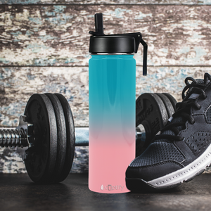 24oz Cotton Candy Ombre Wide Mouth Water Bottle With Straw Lid