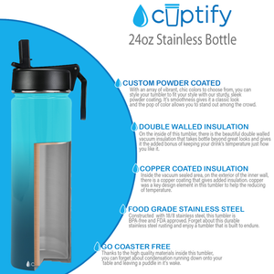 24oz Deep Sea Ombre Wide Mouth Water Bottle With Straw Lid