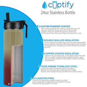 24oz Florida Ombre Wide Mouth Water Bottle With Straw Lid