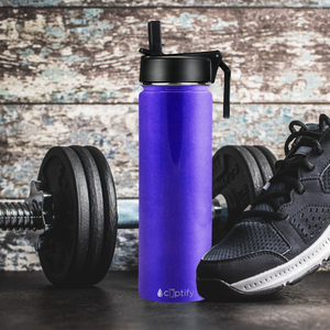 24oz Purple Glitter Wide Mouth Water Bottle With Straw Lid