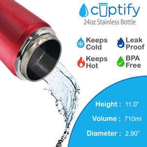 24oz Red Ruby Glitter Wide Mouth Water Bottle With Straw Lid