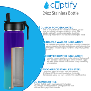 24oz Island Waters Ombre Wide Mouth Water Bottle With Straw Lid