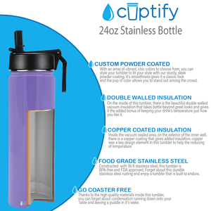 24oz Lavender Gloss Wide Mouth Water Bottle With Straw Lid