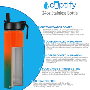 24oz Miami Ombre Wide Mouth Water Bottle With Straw Lid