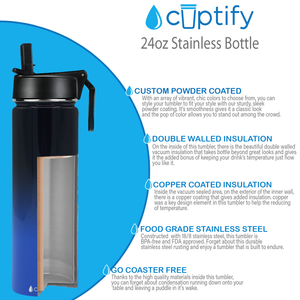 24oz Midnight Sky Ombre Wide Mouth Water Bottle With Straw Lid