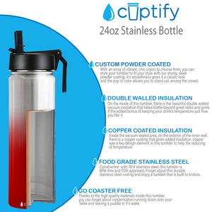 Red Ombre Translucent 24oz Wide Mouth Water Bottle