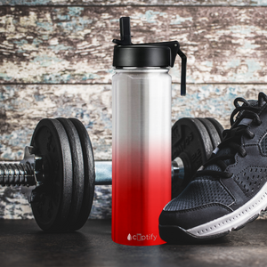 Red Ombre Translucent 24oz Wide Mouth Water Bottle