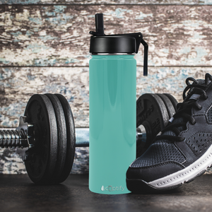 24oz Seafoam Gloss Wide Mouth Water Bottle With Straw Lid