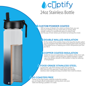 24oz Snowy Mountains Ombre Wide Mouth Water Bottle With Straw Lid