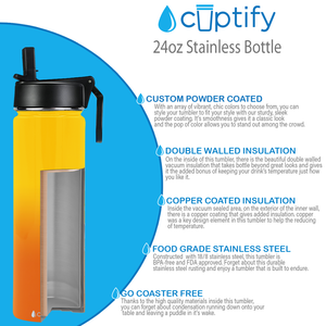 24oz Sunrise Ombre Wide Mouth Water Bottle With Straw Lid