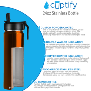 Orange Translucent 24oz Wide Mouth Water Bottle