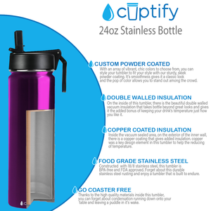 Pink Translucent 24oz Wide Mouth Water Bottle