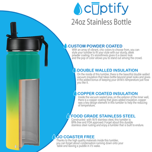 24oz Tropical Ombre Wide Mouth Water Bottle With Straw Lid