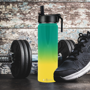 24oz Tropical Ombre Wide Mouth Water Bottle With Straw Lid