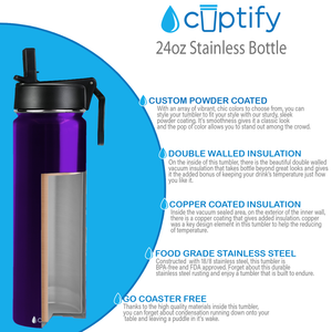 Purple Translucent 24oz Wide Mouth Water Bottle