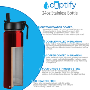 Red Translucent 24oz Wide Mouth Water Bottle