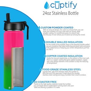 Watermelon Ombre 24oz Wide Mouth Water Bottle