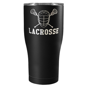 Lacrosse Mask and Sticks Laser Engraved on Stainless Steel Lacrosse Tumbler