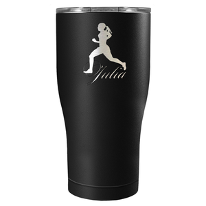 Personalized Running Women Silhouette Laser Engraved on Stainless Steel Cross Country Tumbler