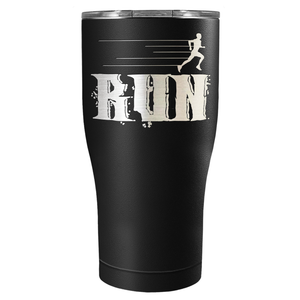 Run Laser Engraved on Stainless Steel Cross Country Tumbler