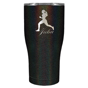 Personalized Running Women Silhouette Laser Engraved on Stainless Steel Cross Country Tumbler