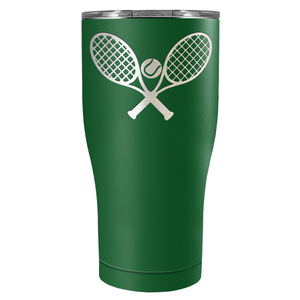 Tennis Rackets and Ball Laser Engraved on Stainless Steel Tennis Tumbler