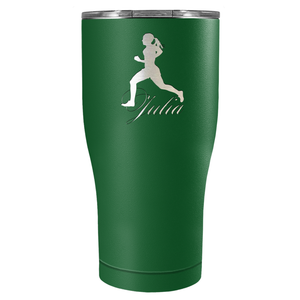 Personalized Running Women Silhouette Laser Engraved on Stainless Steel Cross Country Tumbler