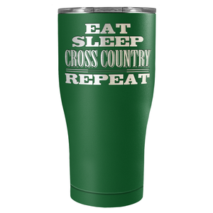 Eat Sleep Cross Country Repeat Laser Engraved on Stainless Steel Cross Country Tumbler