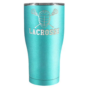 Lacrosse Mask and Sticks Laser Engraved on Stainless Steel Lacrosse Tumbler