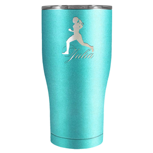 Personalized Running Women Silhouette Laser Engraved on Stainless Steel Cross Country Tumbler