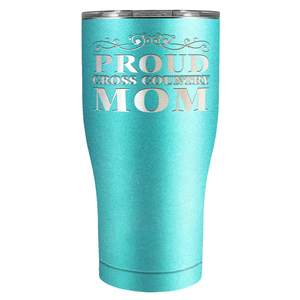 Proud Cross Country Mom Laser Engraved on Stainless Steel Cross Country Tumbler