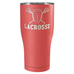 Lacrosse Mask and Sticks Laser Engraved on Stainless Steel Lacrosse Tumbler