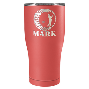 Personalized Golfer in Ball Laser Engraved on Stainless Steel Golf Tumbler