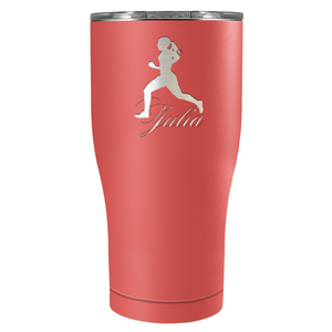 Personalized Running Women Silhouette Laser Engraved on Stainless Steel Cross Country Tumbler