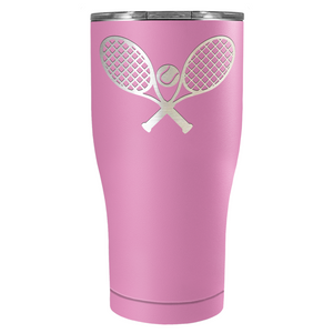 Tennis Rackets and Ball Laser Engraved on Stainless Steel Tennis Tumbler