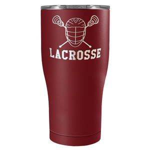 Lacrosse Mask and Sticks Laser Engraved on Stainless Steel Lacrosse Tumbler