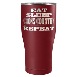 Eat Sleep Cross Country Repeat Laser Engraved on Stainless Steel Cross Country Tumbler
