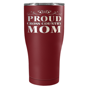 Proud Cross Country Mom Laser Engraved on Stainless Steel Cross Country Tumbler