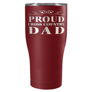 Proud Cross Country Dad Laser Engraved on Stainless Steel Cross Country Tumbler