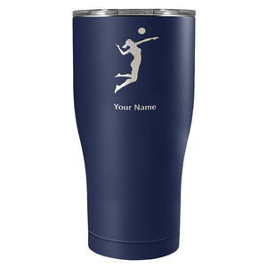 Personalized Volleyball Player Silhouette Laser Engraved on Stainless Steel Volleyball Tumbler