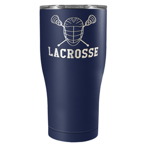 Lacrosse Mask and Sticks Laser Engraved on Stainless Steel Lacrosse Tumbler