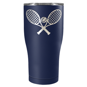 Tennis Rackets and Ball Laser Engraved on Stainless Steel Tennis Tumbler