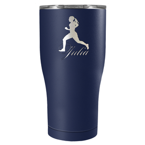Personalized Running Women Silhouette Laser Engraved on Stainless Steel Cross Country Tumbler