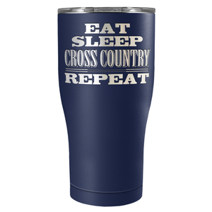 Eat Sleep Cross Country Repeat Laser Engraved on Stainless Steel Cross Country Tumbler