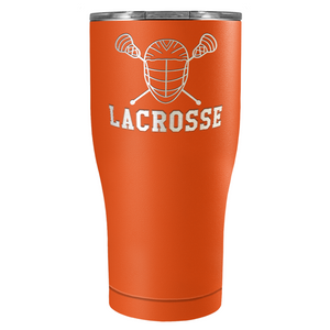 Lacrosse Mask and Sticks Laser Engraved on Stainless Steel Lacrosse Tumbler