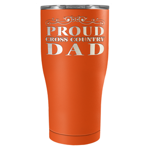 Proud Cross Country Dad Laser Engraved on Stainless Steel Cross Country Tumbler
