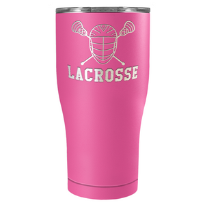 Lacrosse Mask and Sticks Laser Engraved on Stainless Steel Lacrosse Tumbler