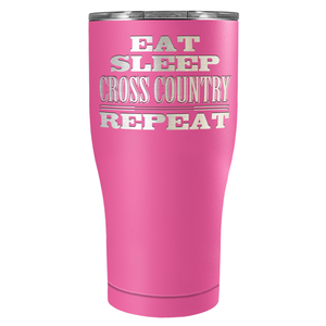 Eat Sleep Cross Country Repeat Laser Engraved on Stainless Steel Cross Country Tumbler