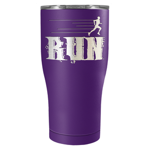 Run Laser Engraved on Stainless Steel Cross Country Tumbler