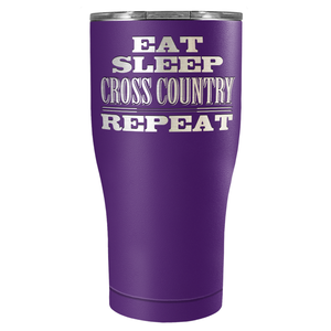 Eat Sleep Cross Country Repeat Laser Engraved on Stainless Steel Cross Country Tumbler